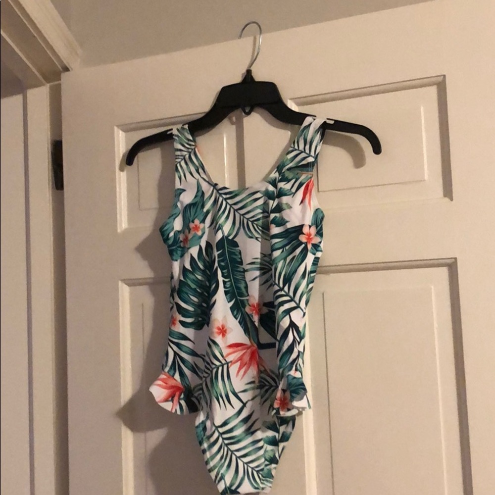 Girls Random Tropical Swimsuit Size: 160